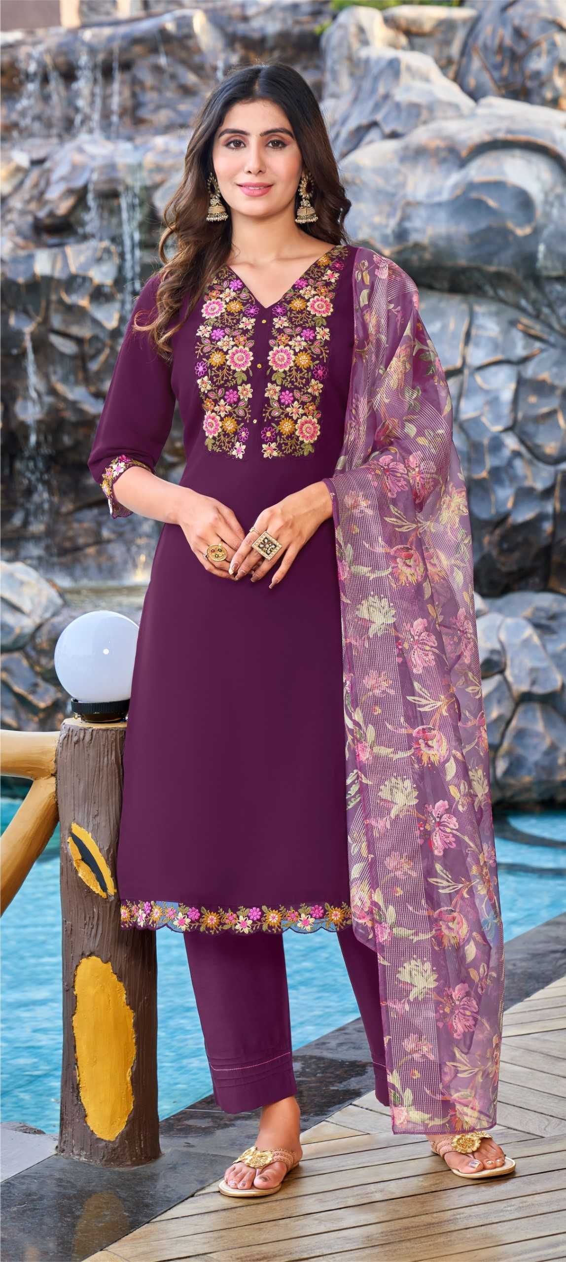 MISS CLOTHING Women's Rayon Purple Kurta Set with Dupatta for Women I Gown  I Anarkali I Designer l Letest I Kurti I Design, Regular Size Kurti Set, Fashion Product 2023