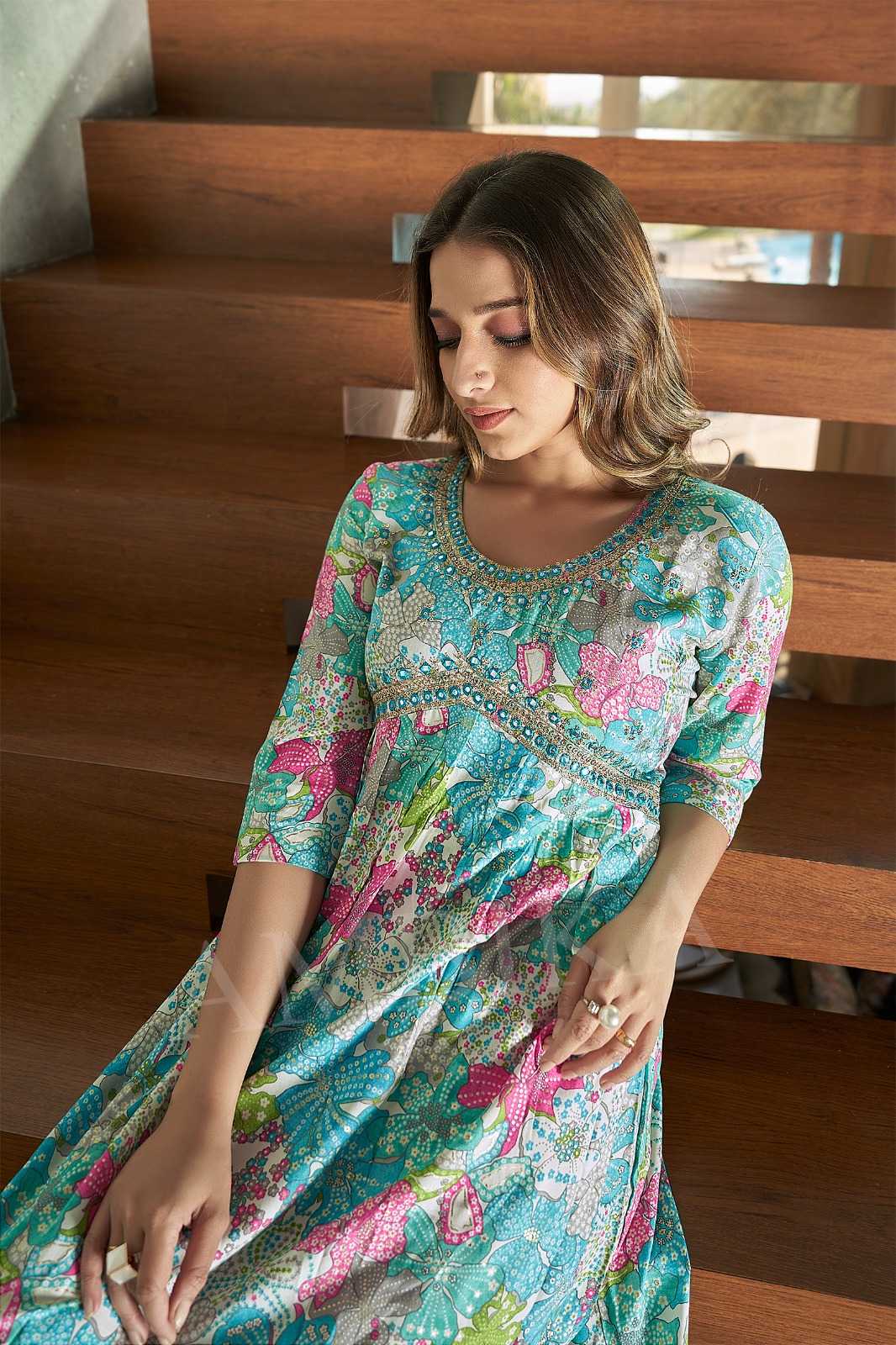 ambika kurti alia mill print rayon kurti combo set 