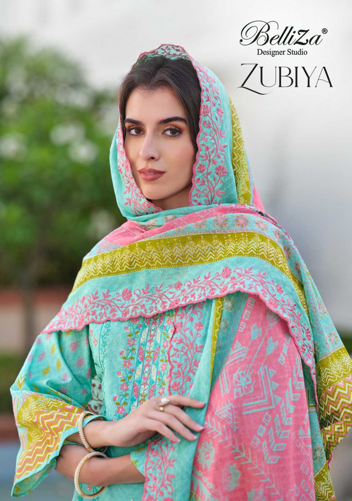 belliza designer studio zubiya stylish cotton digital prints pakistani top pant with dupattta