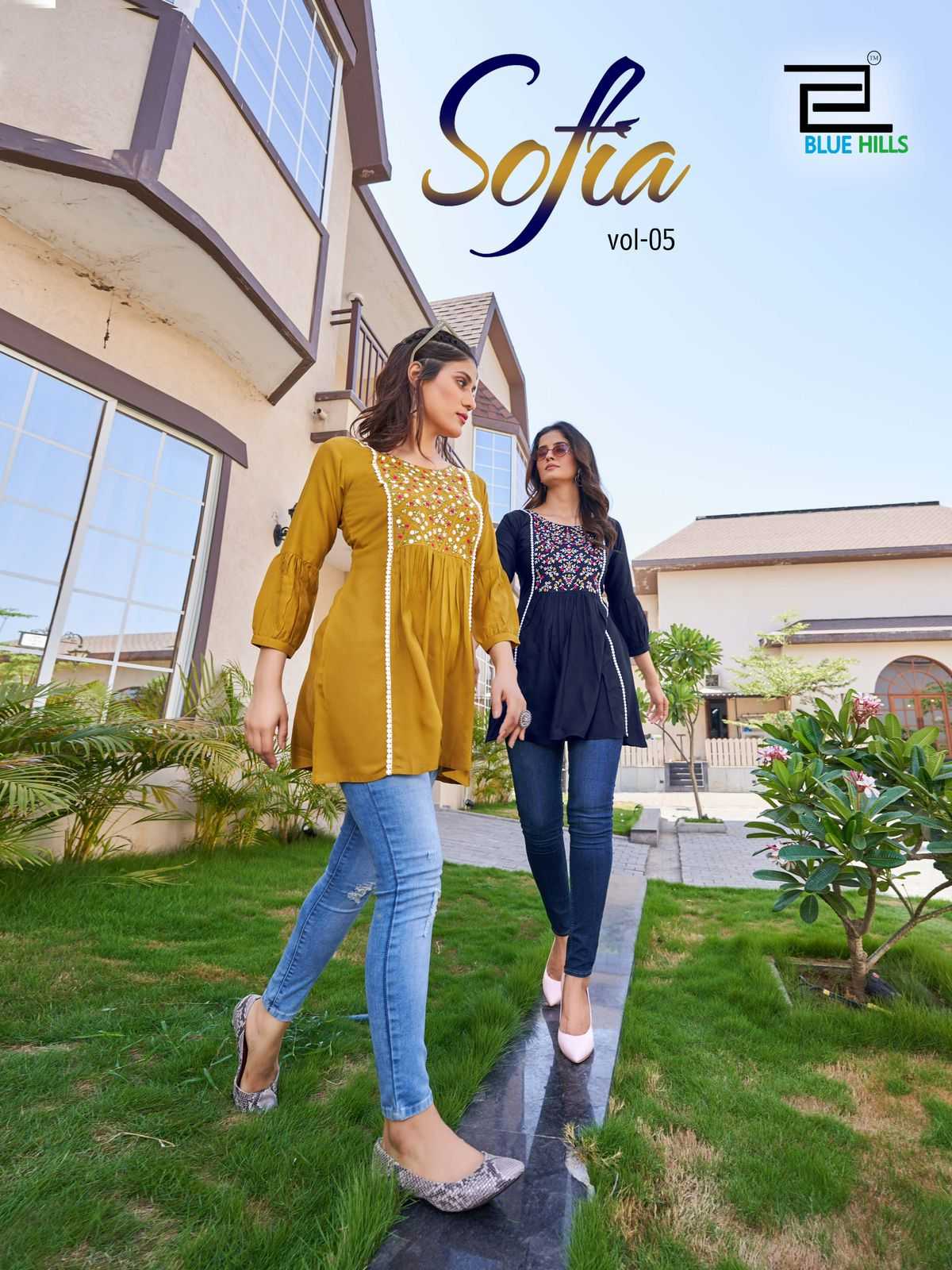 Blue Hills sofia vol 5 daily wear rayon ready made short kurti 