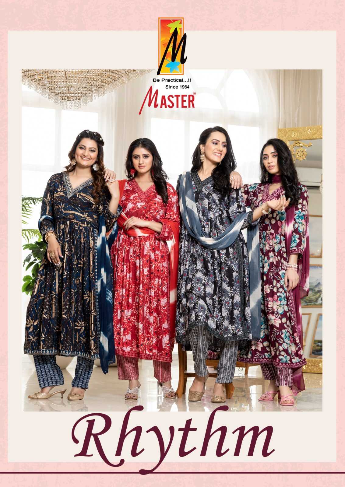 master rhythm beautiful look rayon foil v neck readymade naira salwar suit