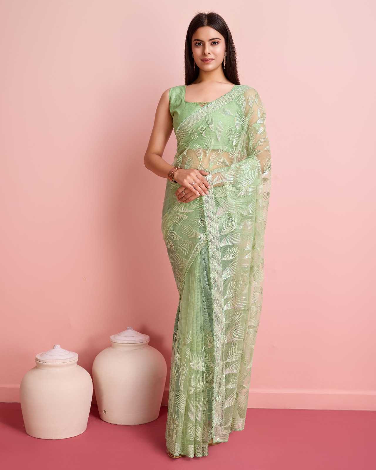 Pankhudi new trendy unique design  soft net saree 