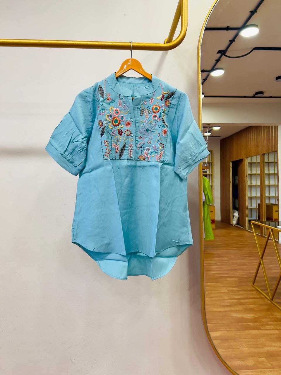 pr decent embroidery new trendy outfit cotton viscous fully stitch tunic tops 