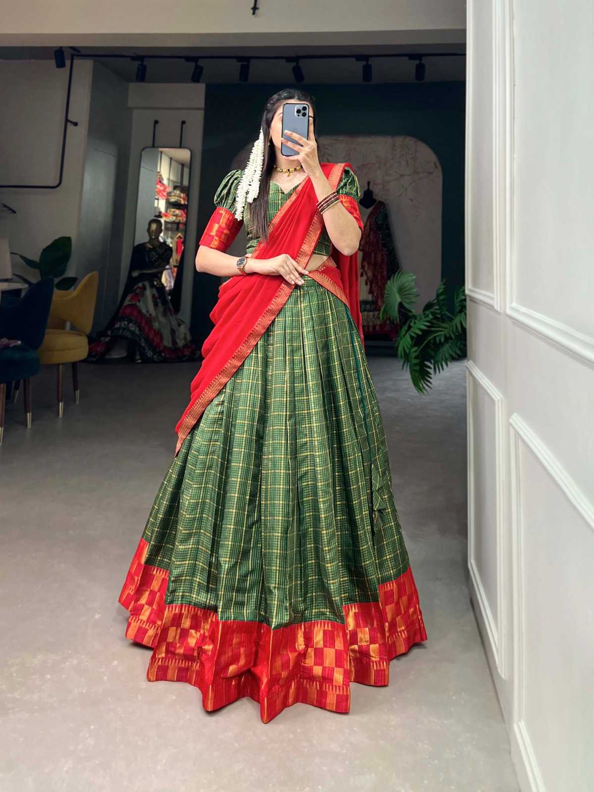 pr lnb2009 tradition zari weaving ethnic style full stitch lehenga unstitch blouse dupatta 