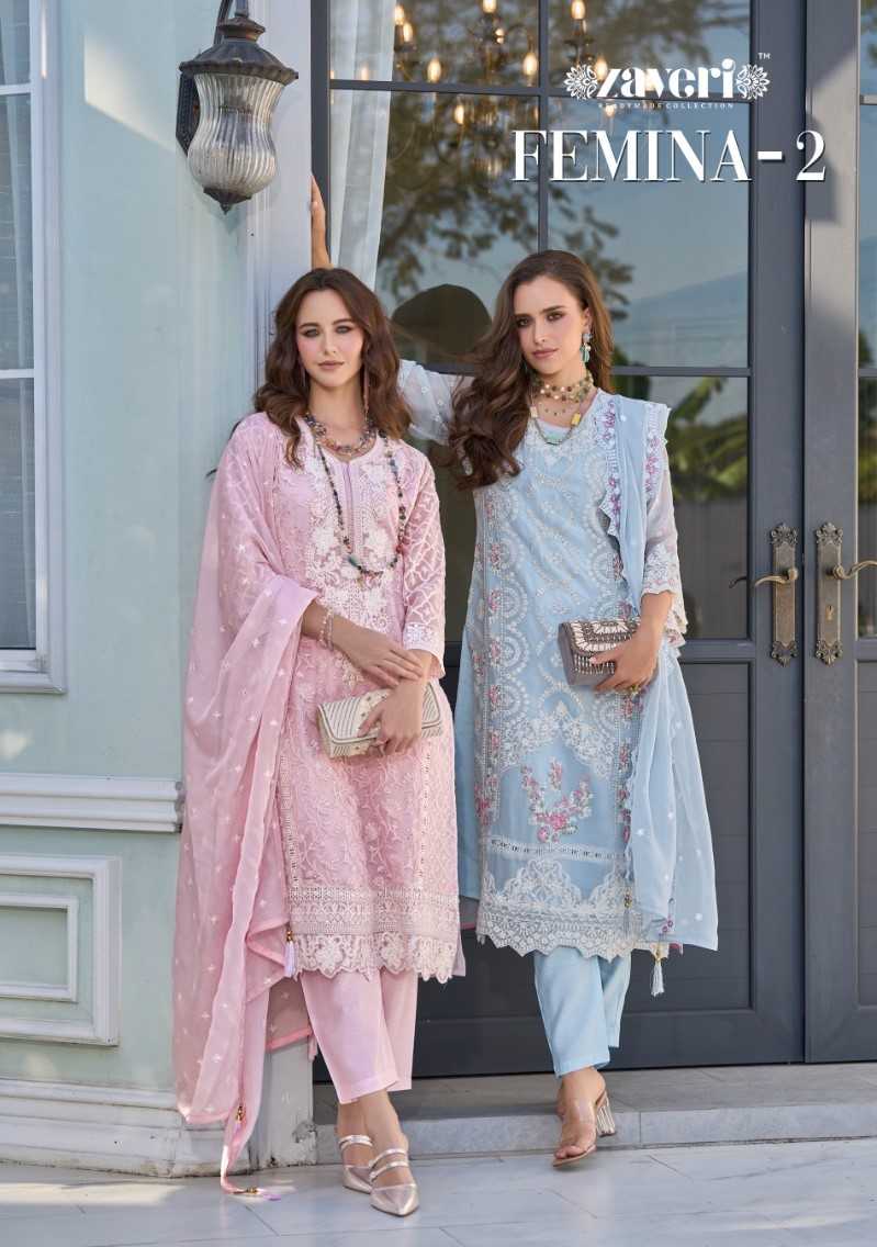 zaveri femina vol 2 party wear organza full stitch premium pakistani salwar suit 
