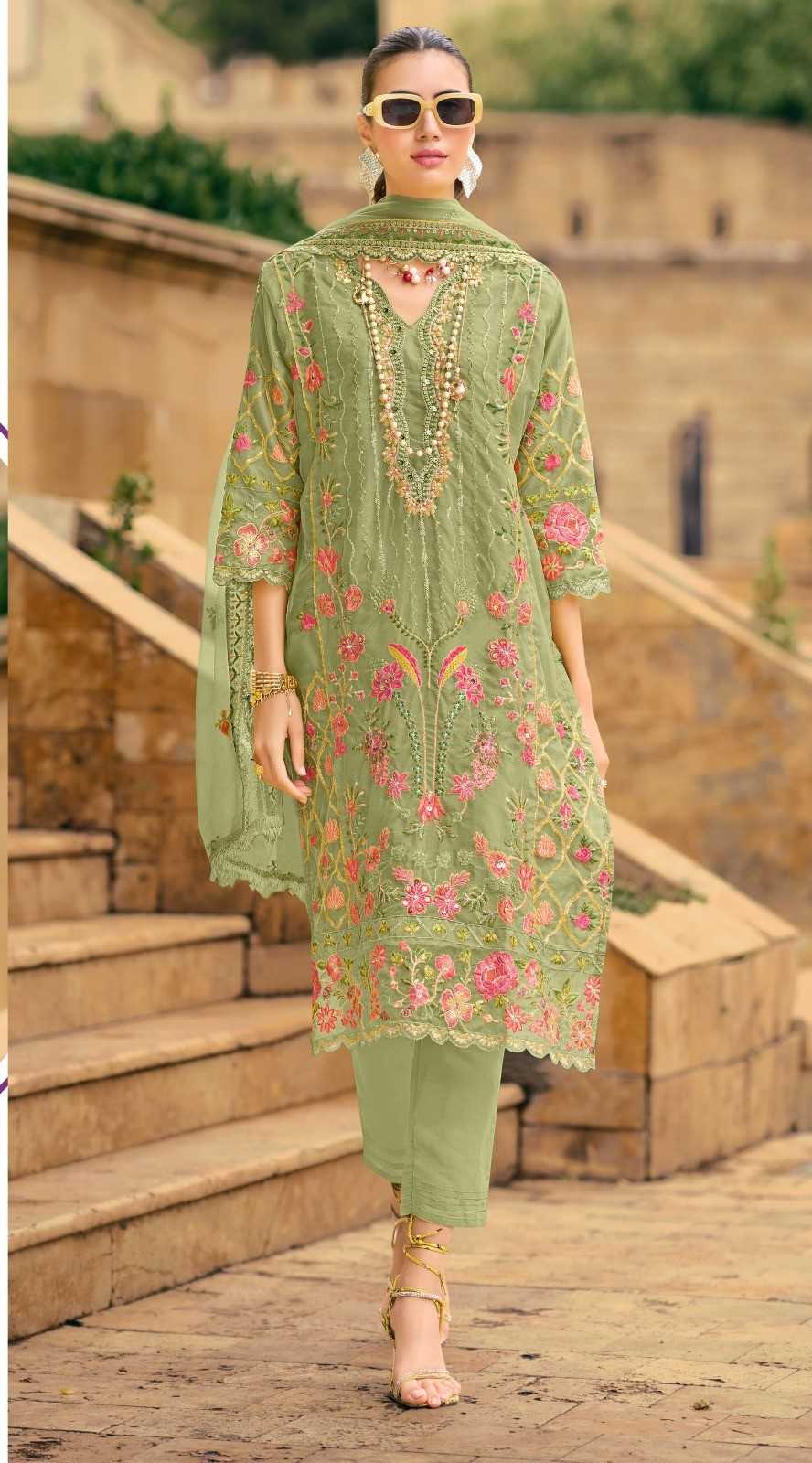 1146 by ramsha fully stitch organza embroidery work morden pakistani salwar kameez 