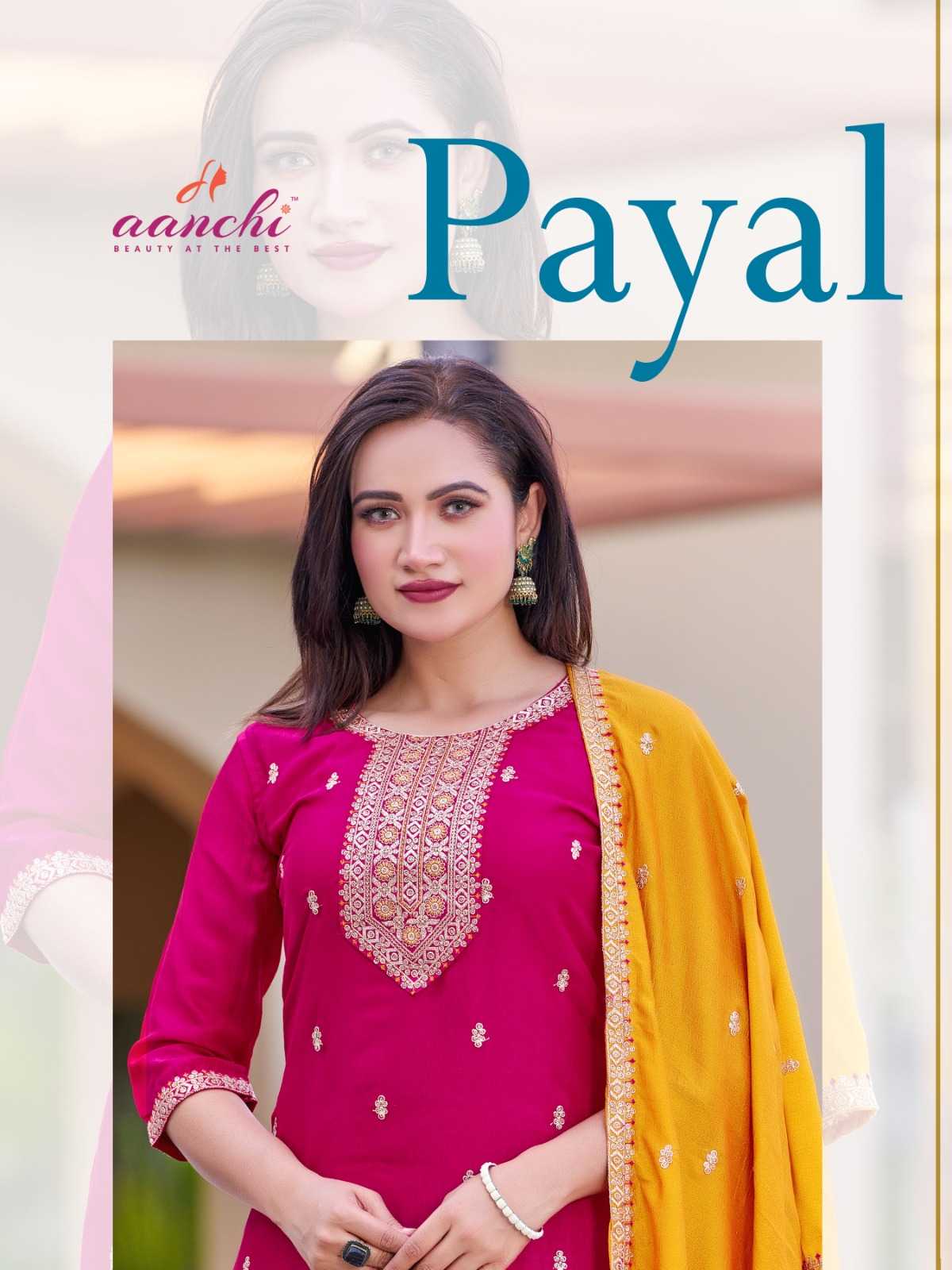 aanchi presents payal classy look vichitra readymade top bottom with dupatta