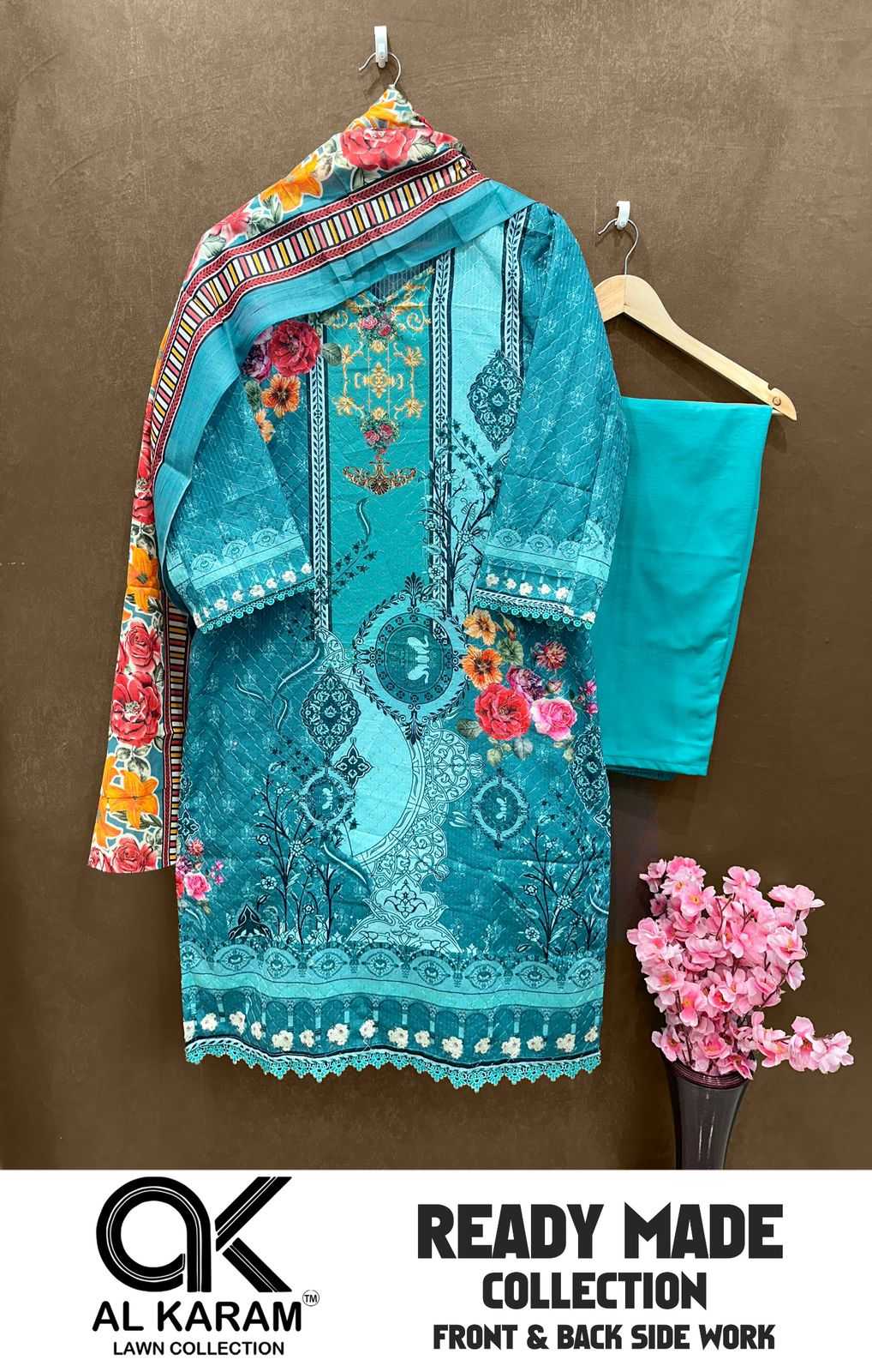 al karam chikankari 5 front and back side work stylish lawn modern pakistani full stitch big size salwar kameez 