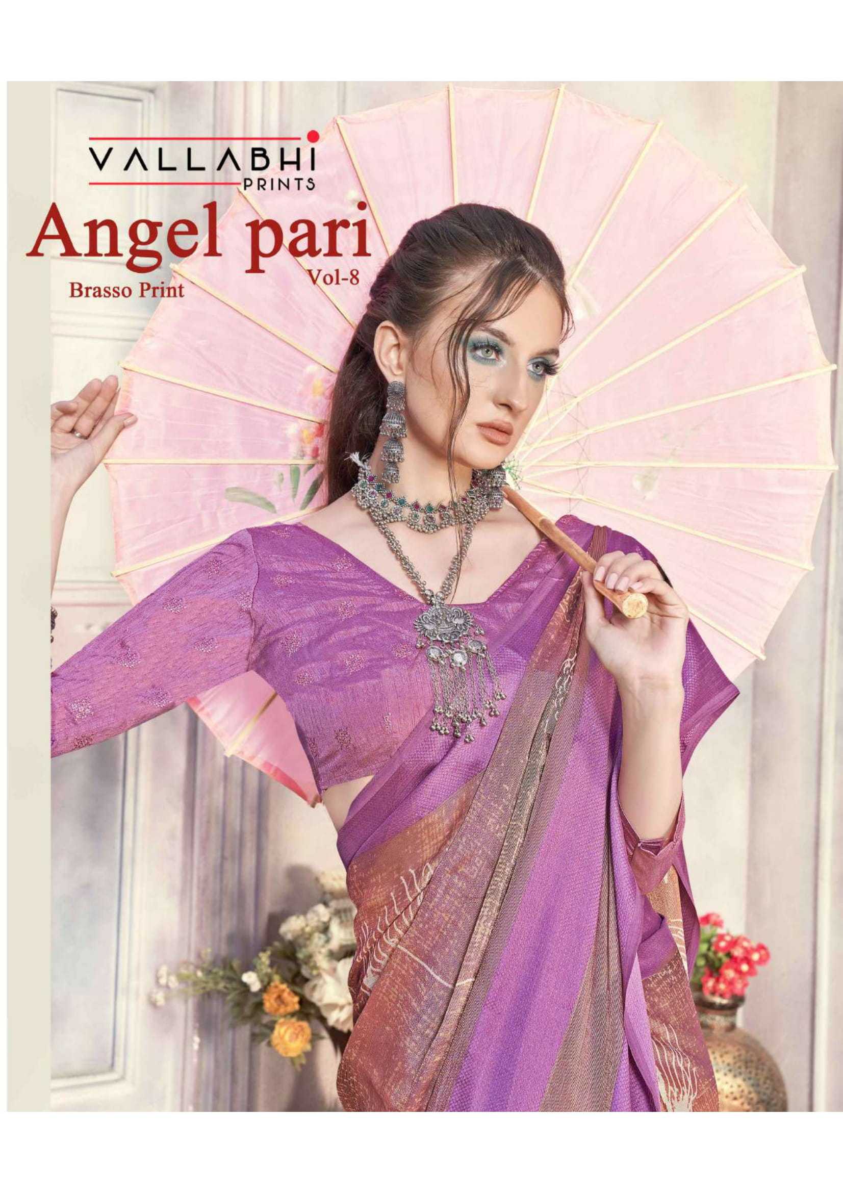 angel pari vol 8 by vallabhi prints stylish outfit brasso saree with blouse 