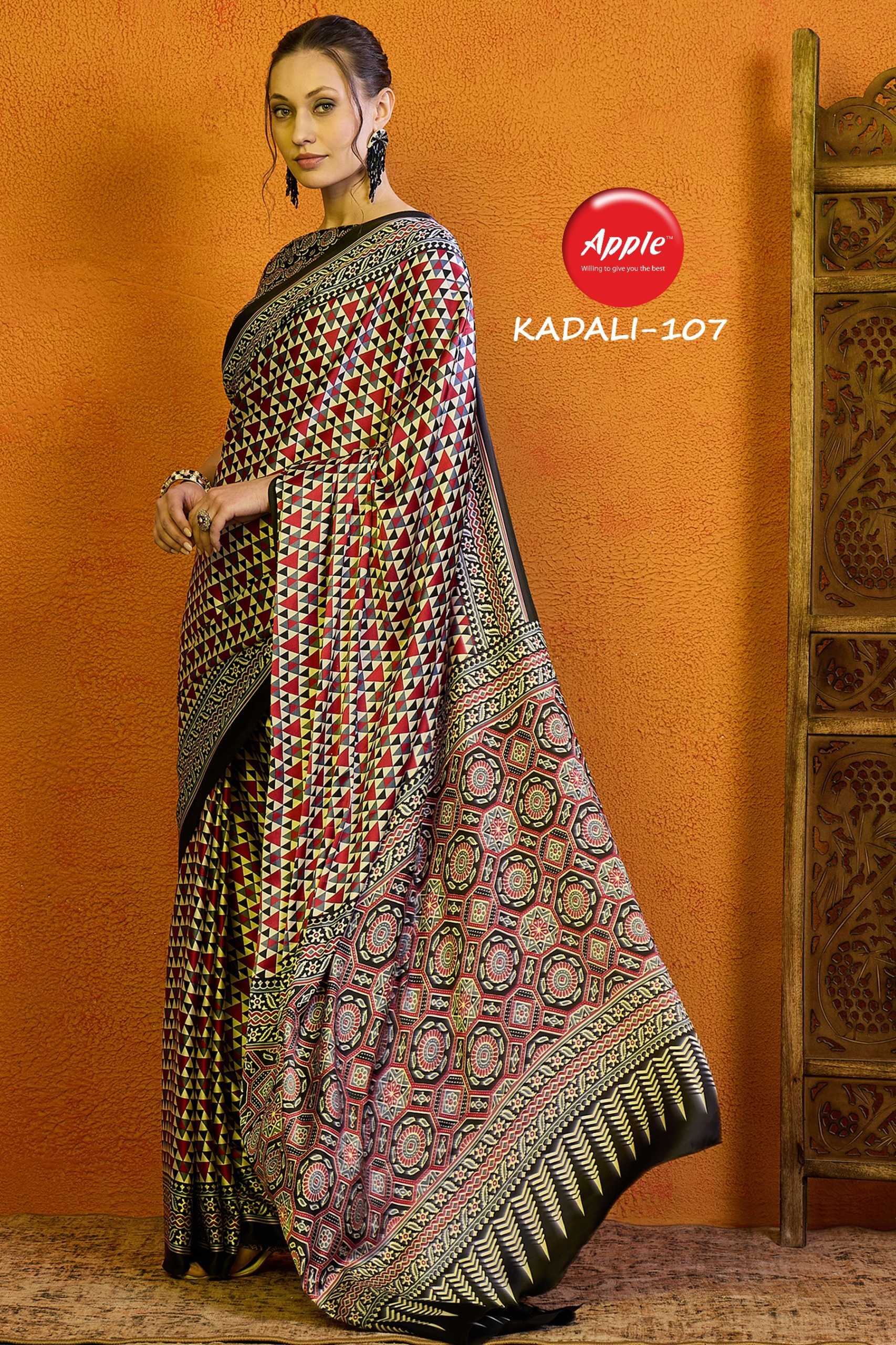 apple presents kadali vol 1 latest design modal satin saree wholesaler 