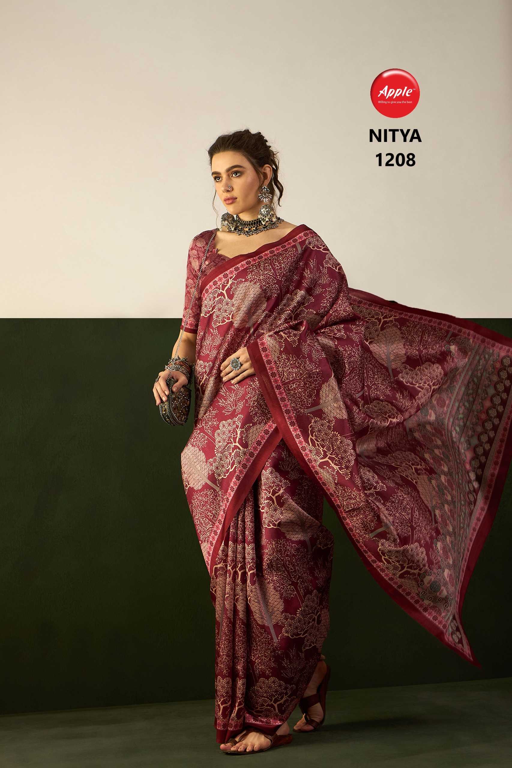 apple presents nitya silk vol 12 bhagalpuri silk regular use fancy saree supplier