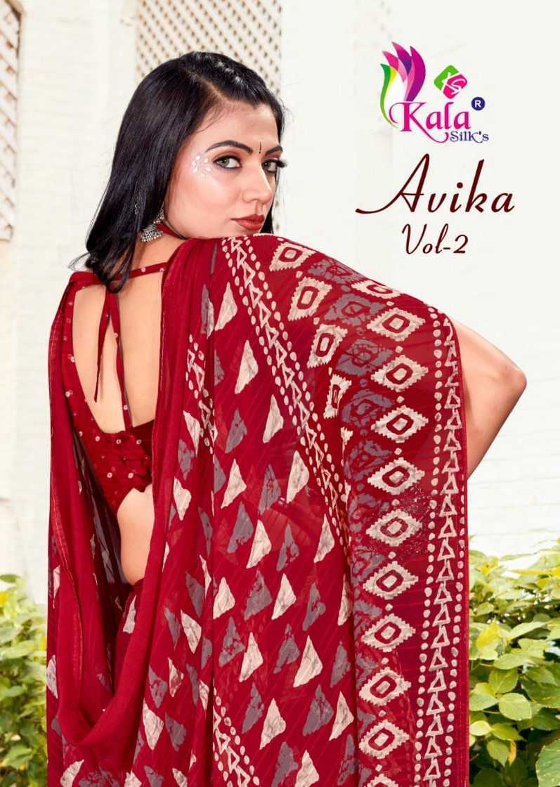 avika vol 2 by kala silks 1001-1008 series designer weightless pattern saree wholesaler