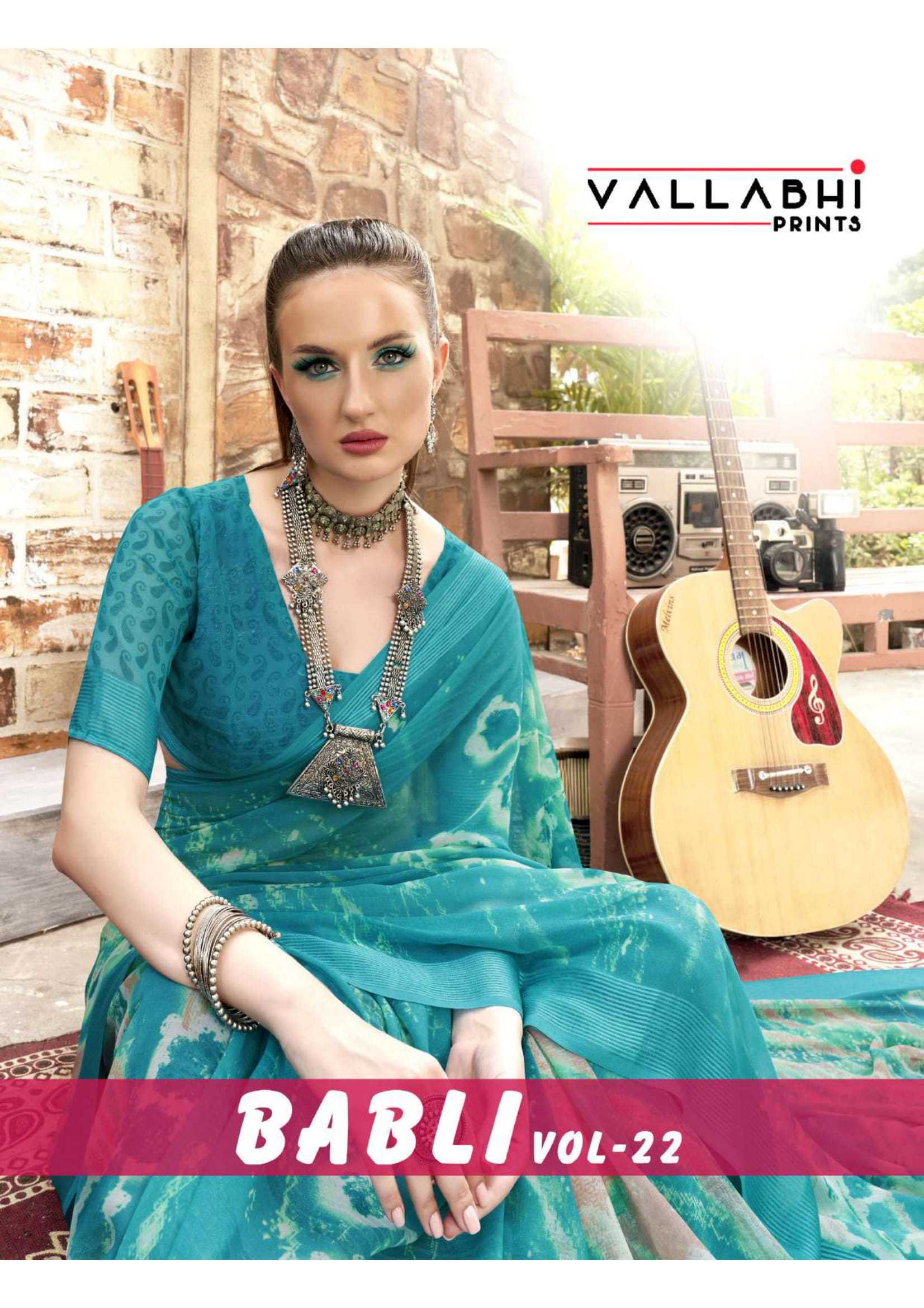 babli vol 22 by vallabhi prints 26251-26256 fancy georgette stylish saree supplier 