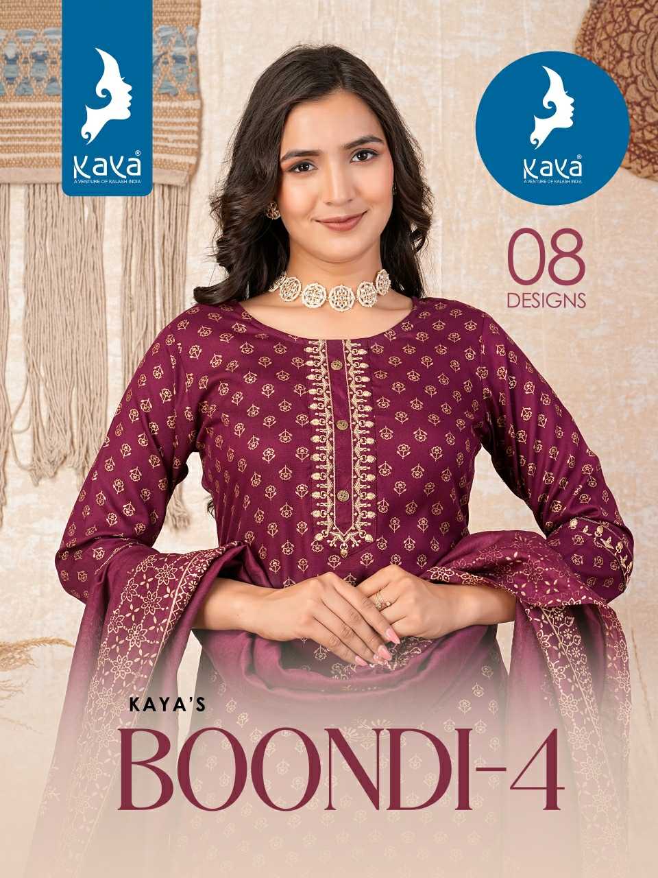 boondi vol 4 by kaya readymade elegant design straight cut pattern big size 3pcs dress