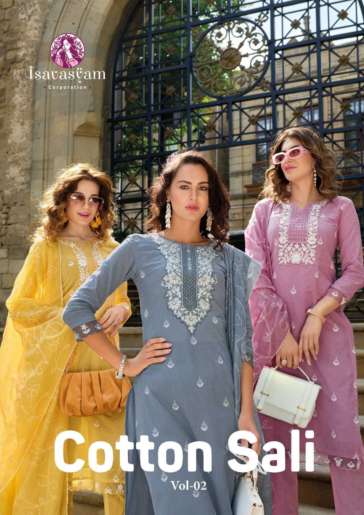 cotton sali vol 2 by isavasyam premium cotton readymade big size lucknowi work salwar suit