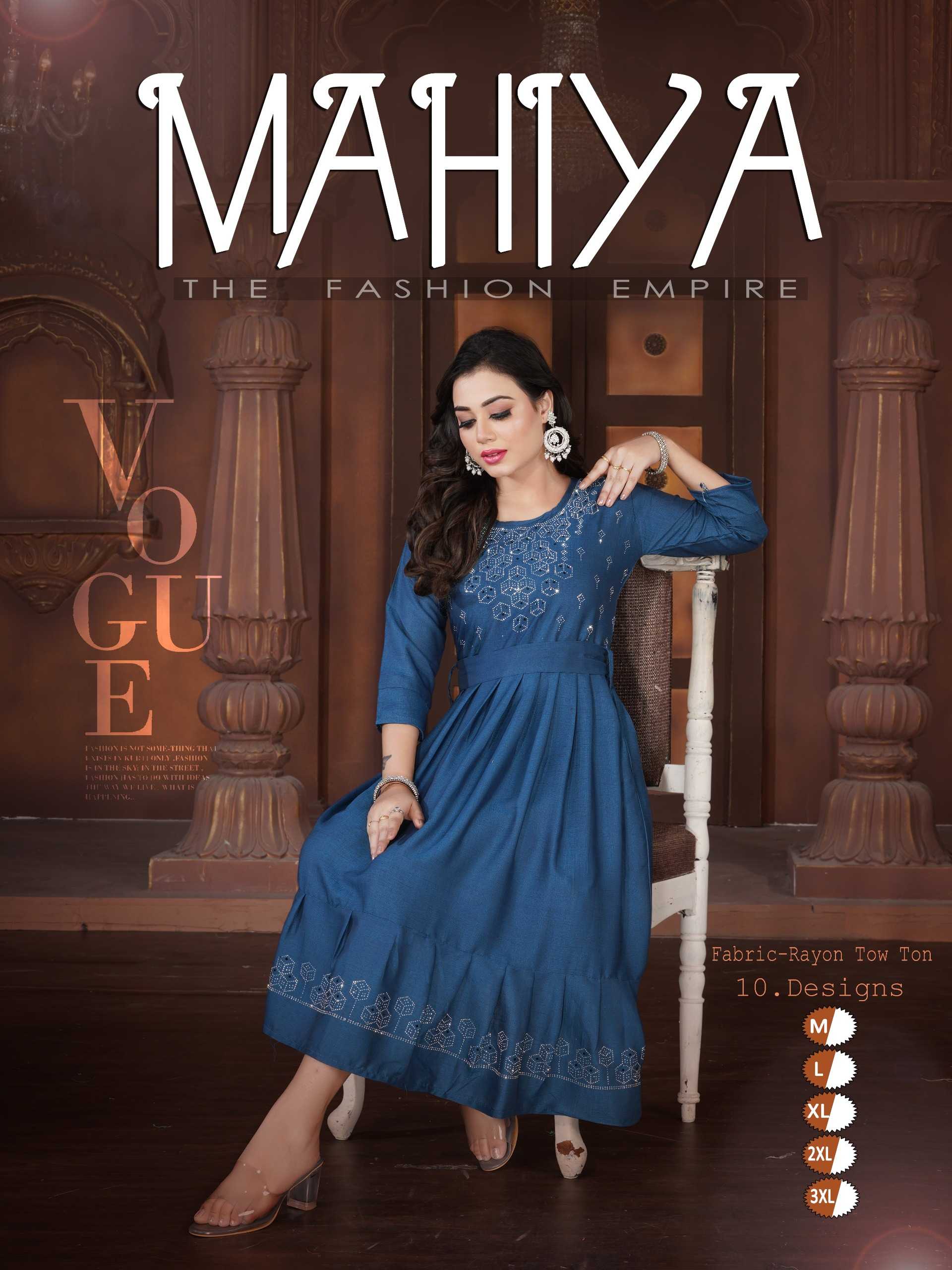 fashion talk mahiya stylish siroski work fully stitch big size umbrella belt design long kurti 