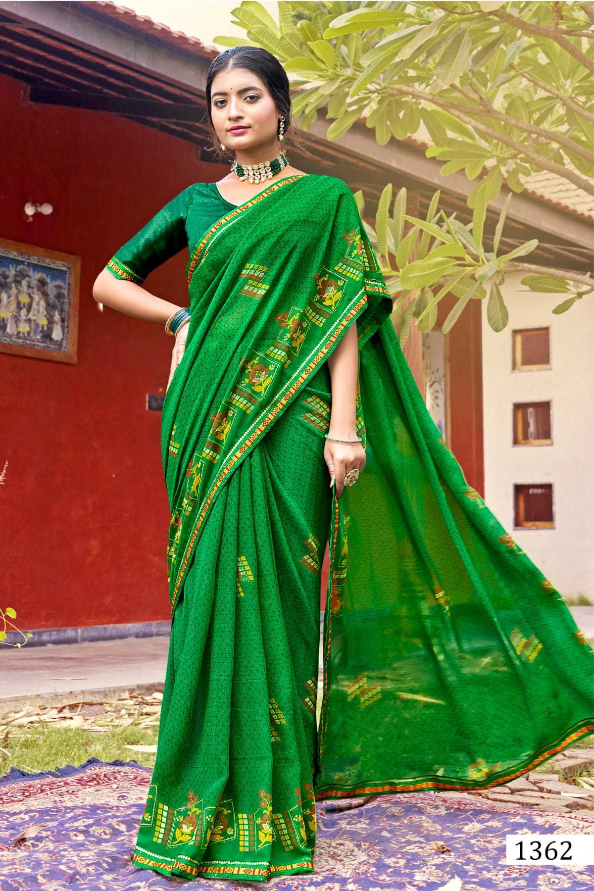 grihlaxmi by vallabhi prints georgette traditional wear sawan special saree with blouse 