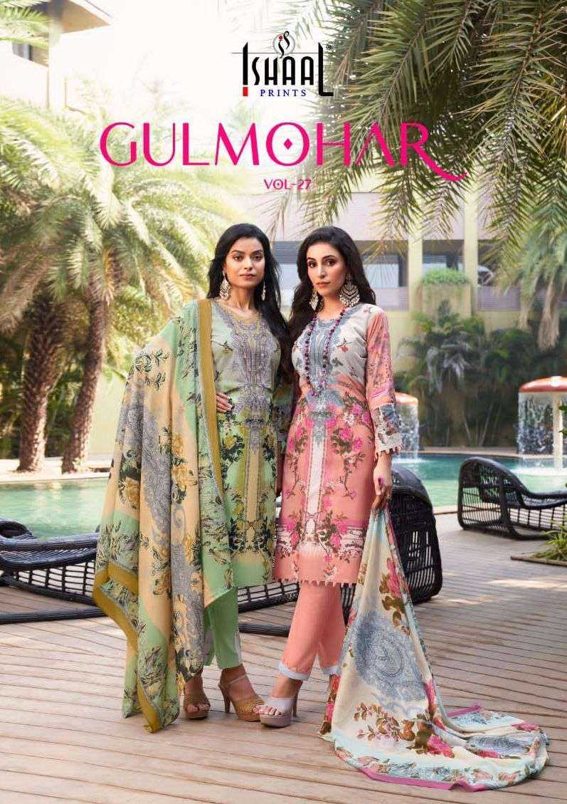 ishaal prints gulmohar vol 27 fashionable design pakistani full stitch kurti pant dupatta 