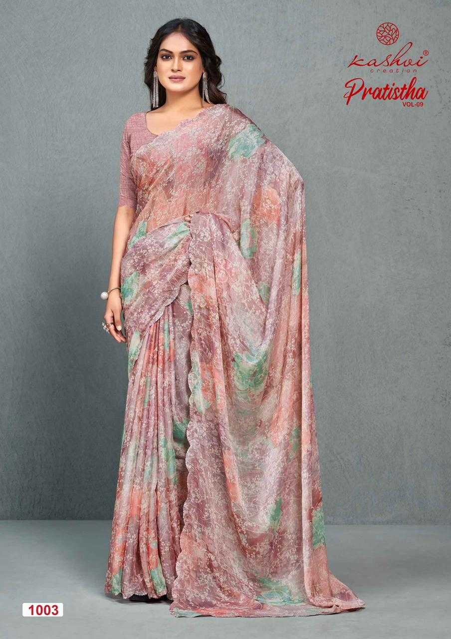 kashvi creation pratistha vol 9 new trendy brasso saree with blouse 