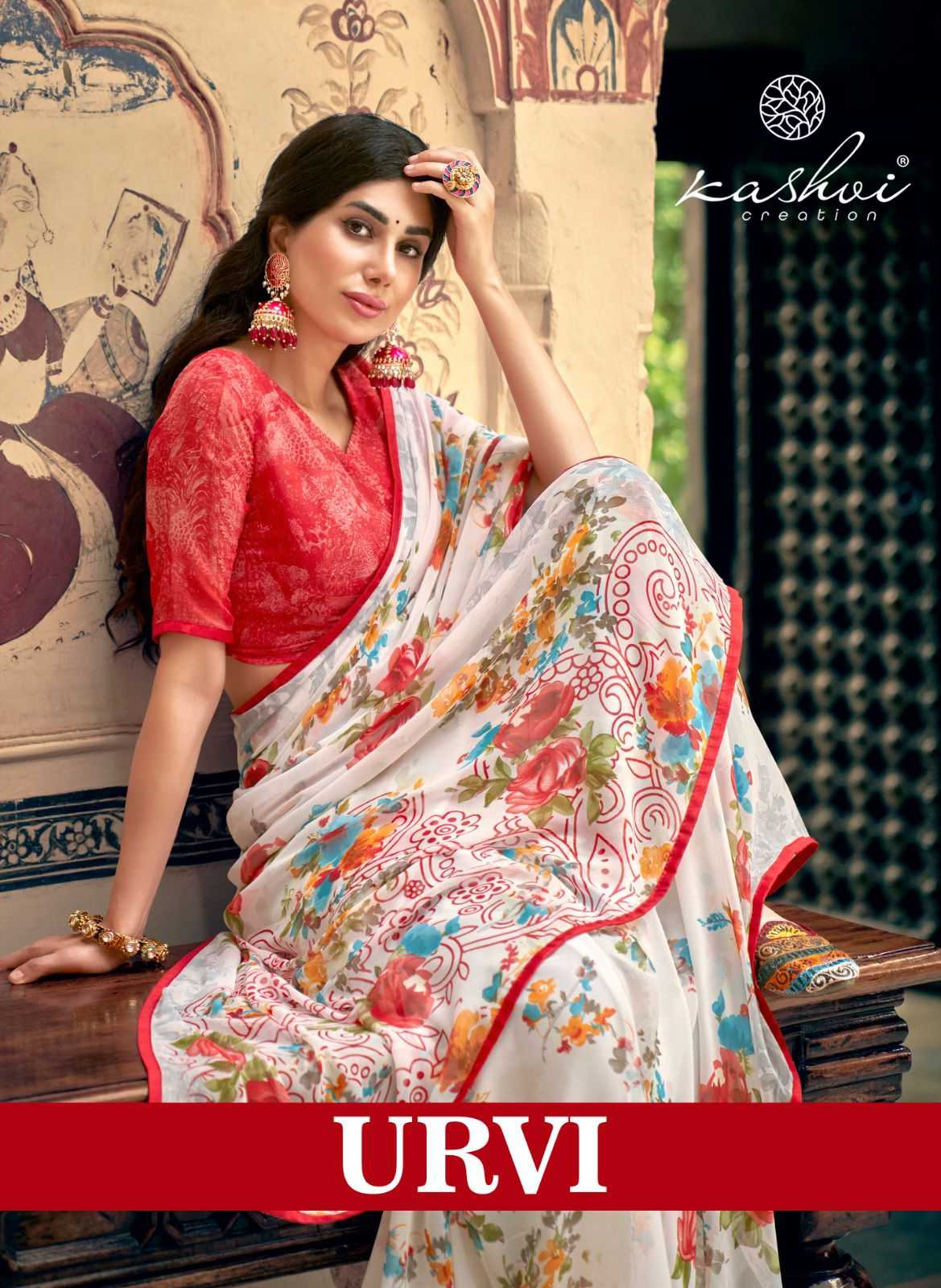 kashvi creation urvi weightless design colour addition saree with blouse 