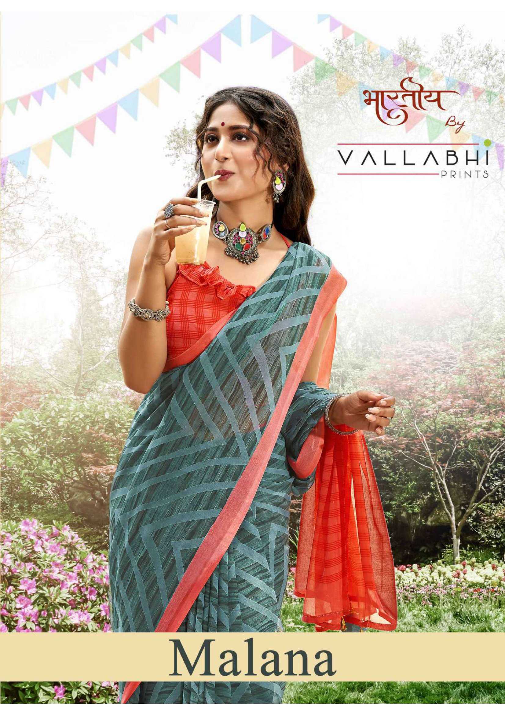 malanay by vallabhi prints 27221-27226 series georgette amazing design saree with blouse