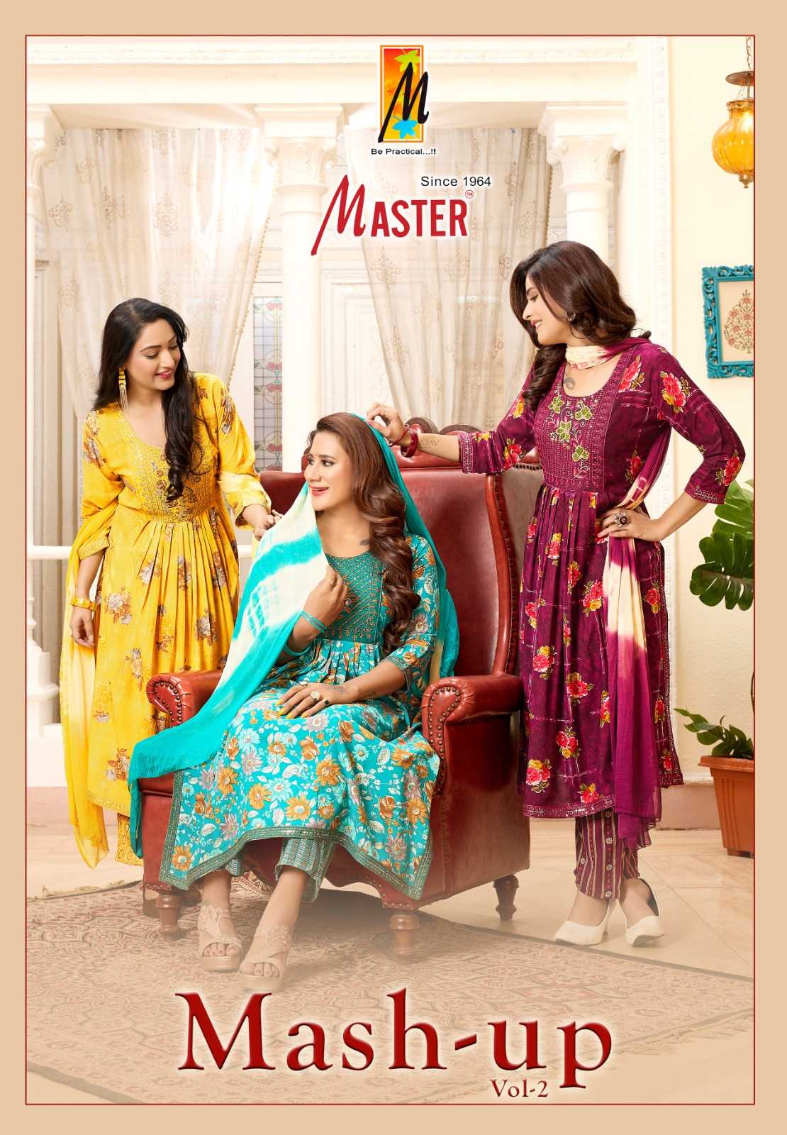 mashup vol 2 by master latest nayra cut rayon print elegant style full stitch salwar suit 