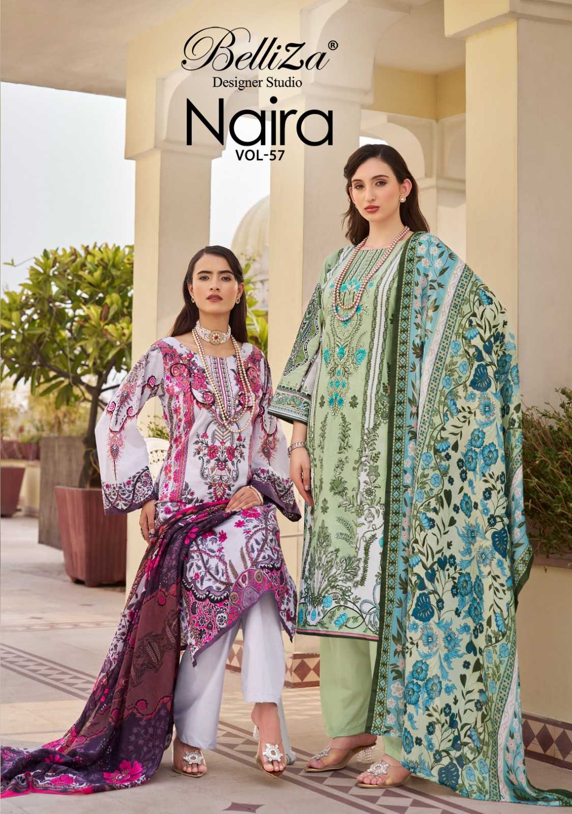 naira vol 57 by belliza designer fancy cotton digital prints exclusive pakistani 3pcs dress material 