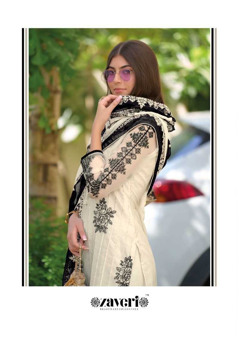 noor black white by zaveri organza embroidery work readymade pakistani salwar suit 