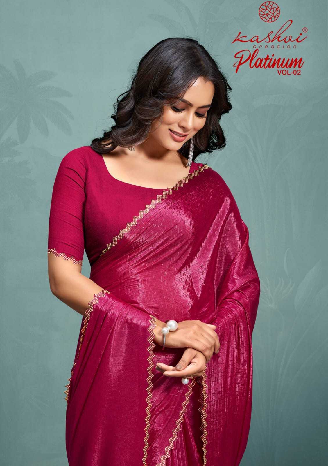 platinum vol 2 by kashvi creation soft silk with swarovski work saree with blouse 