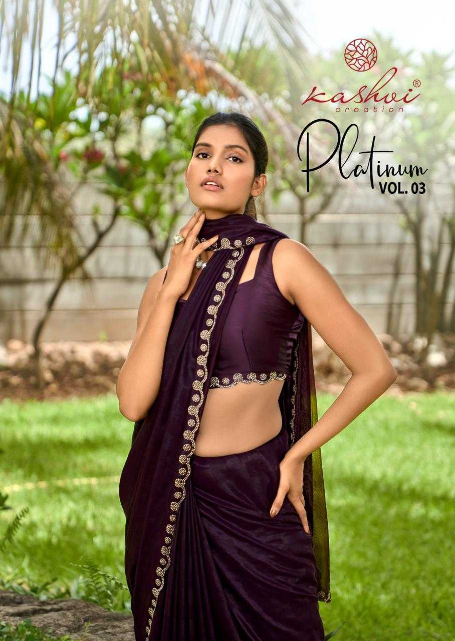 platinum vol 3 by kashvi creation attractive design georgette saree exports 