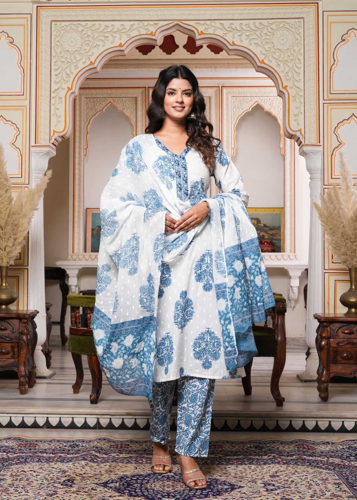 pr cotton print fashionable design readymade big size 3pc salwar suit festive collection 