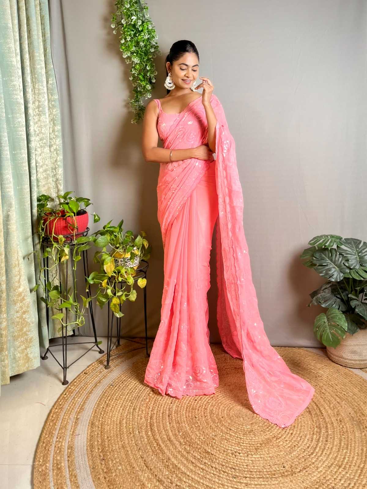 pr ds 627 fancy shimmer silk fashionable design sequence work saree supplier 