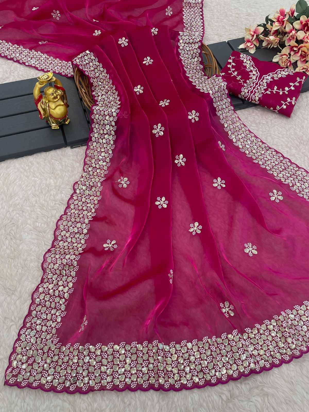 pr ds 658 zimi chu most beautiful embroidery sequence work saree exports 