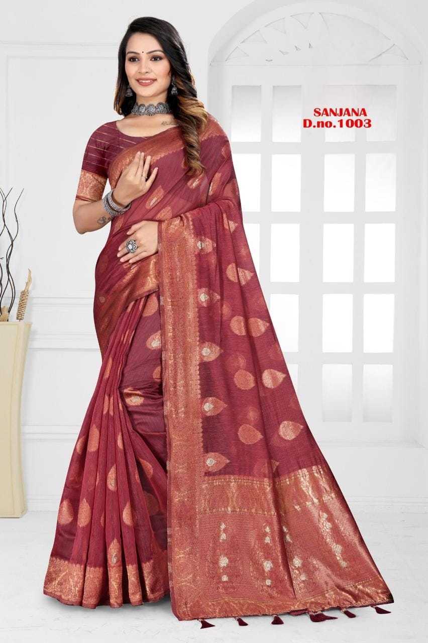 PR NEW LUNCHING SANJANA  FANCY DESIGNER TOP DYED SILK SAREES