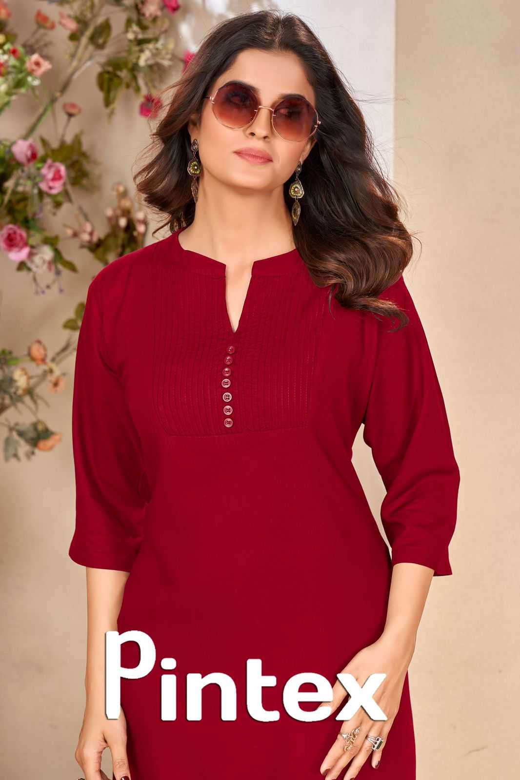 pr pintex new trendy design rayon work fancy readymade short kurti wholesaler 