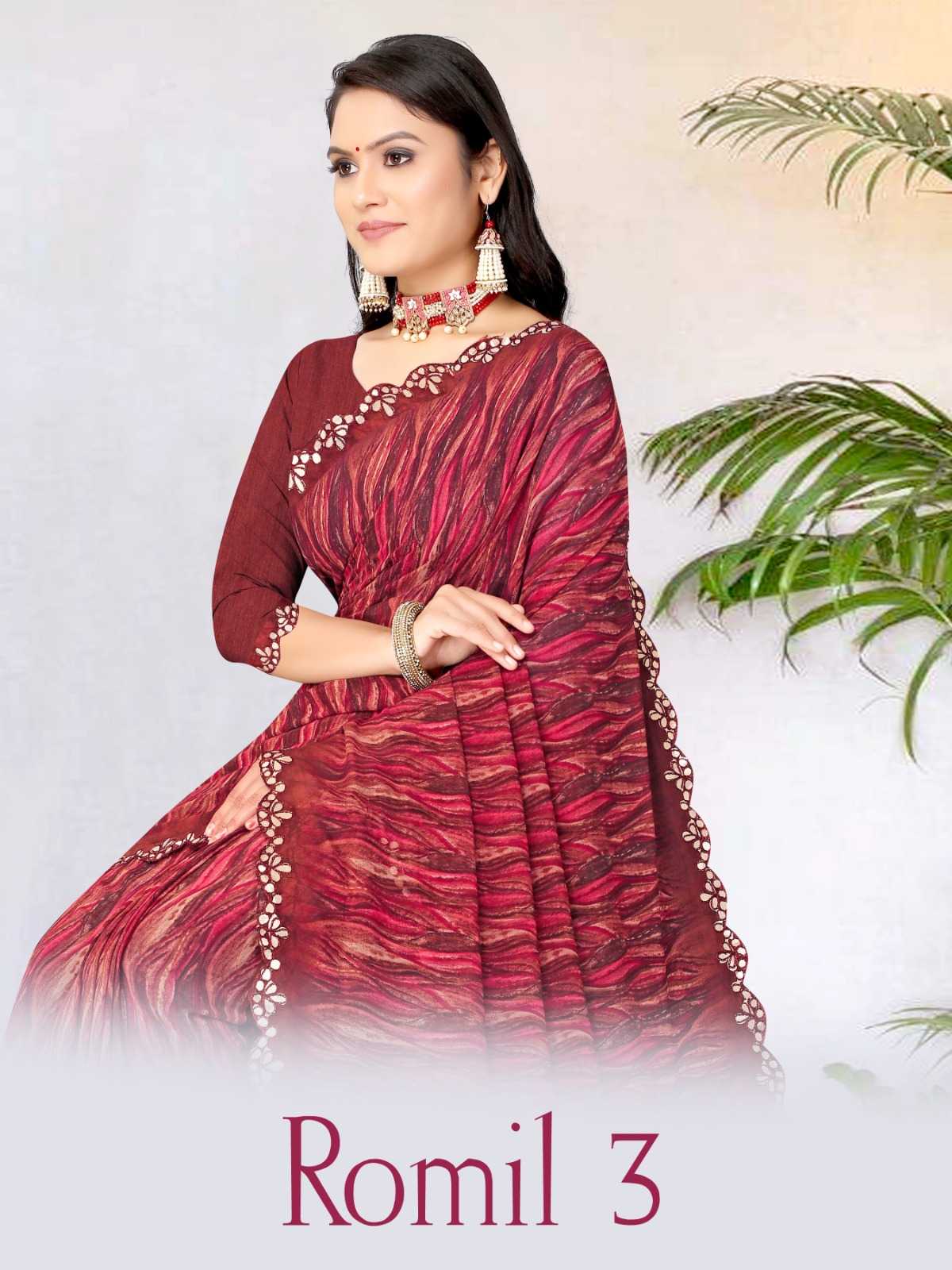 pr romil vol 3 new launch wetless pattern fancy comfy wear saree wholesaler 