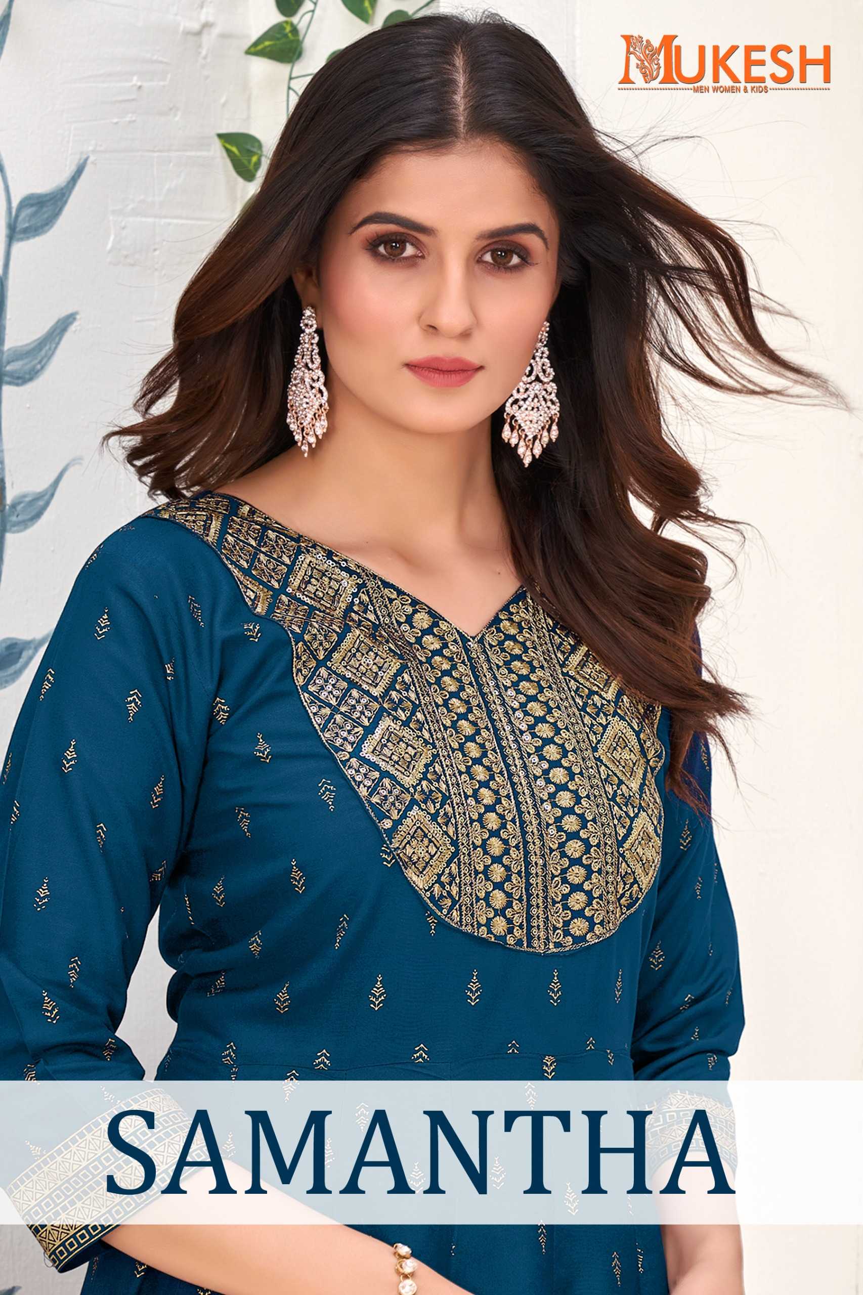 pr samantha embroidery with sequence foil work full stitch big size daily wear fancy flair kurti 
