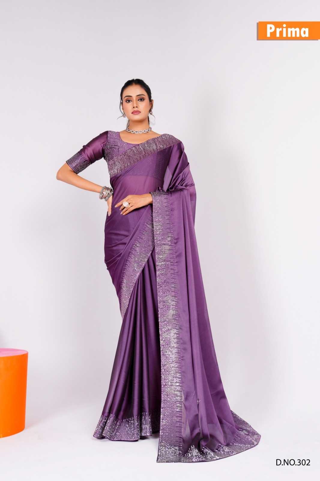 prima 301-305 new traditional wear black rangoli saree with blouse 