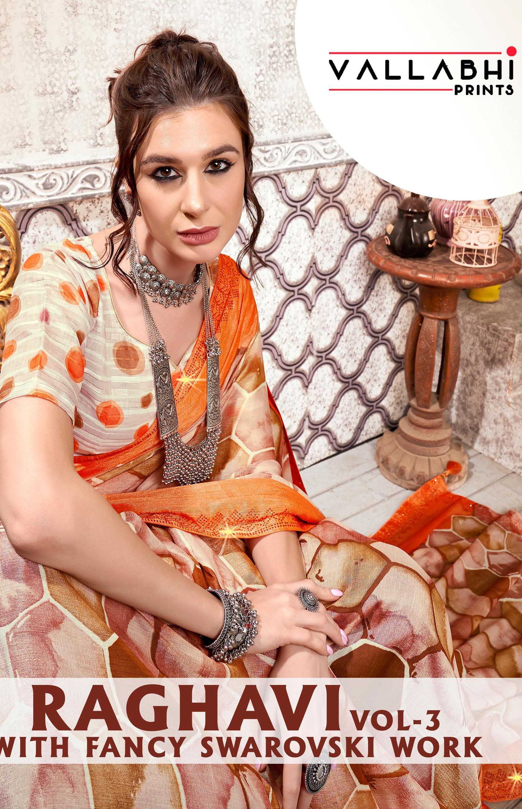 raghavi vol 3 by vallabhi prints amazing design brasso saree with blouse 