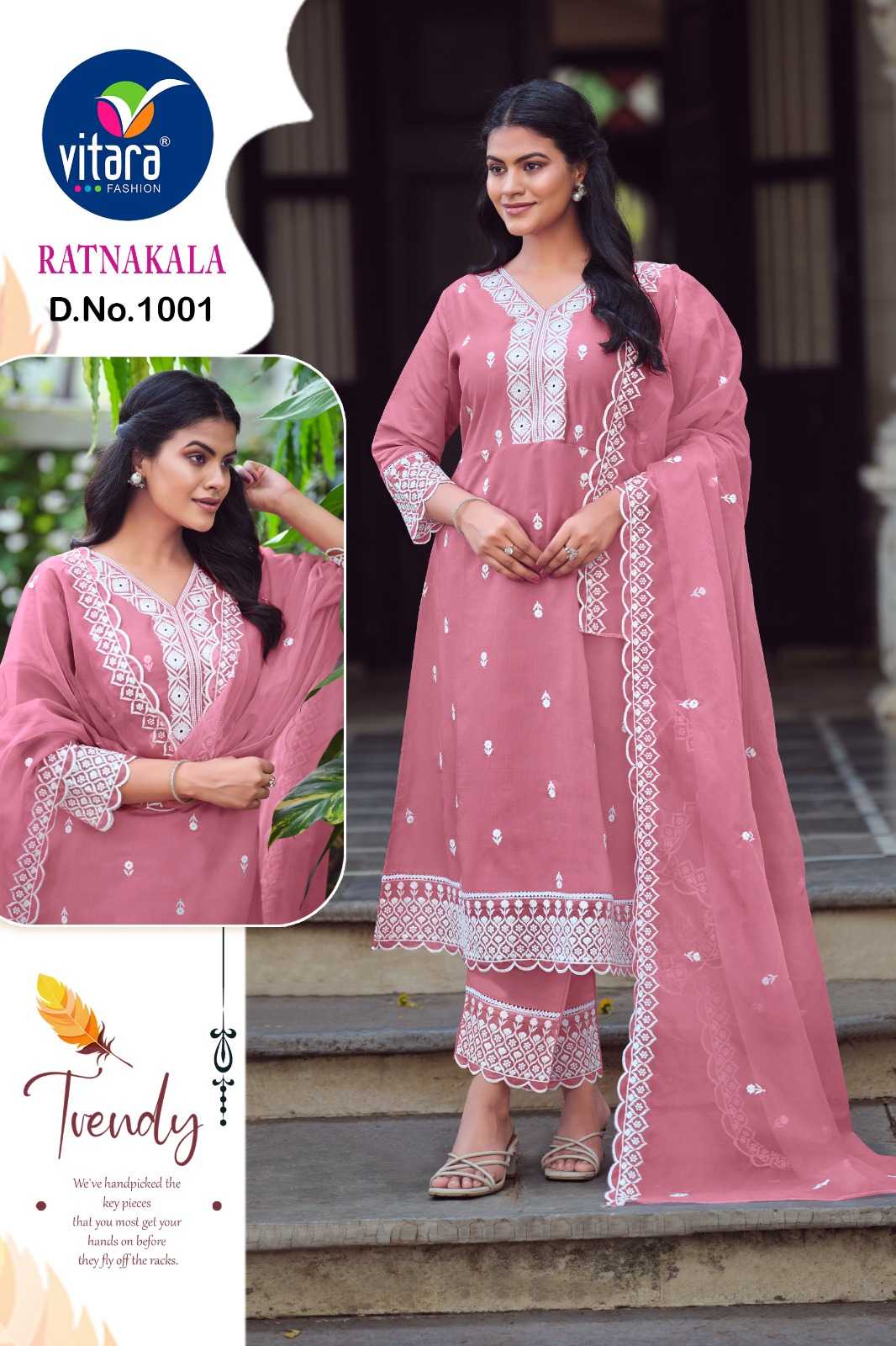 ratankala by vitara fashion stylish roman silk embroidery work classic full stitch combo set salwar suit