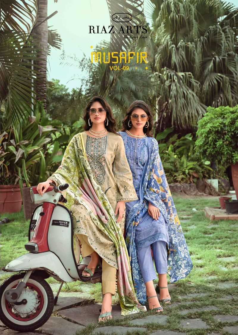 riaz arts musafir vol 9 stylish outfit lawn digital print moderm pakistani salwar kameez 