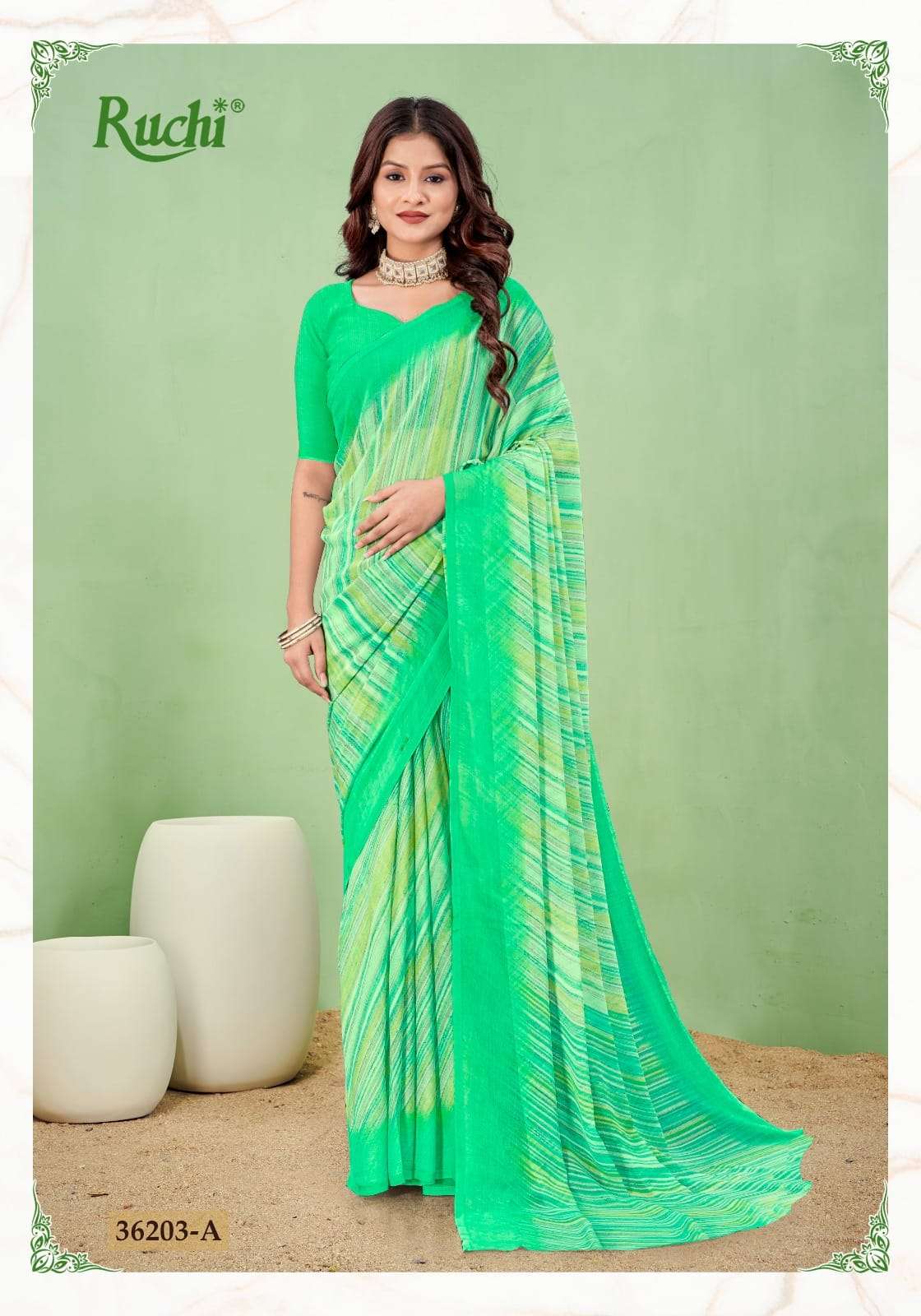 ruchi presents star chiffon pretty look lehriya special saree wholesaler