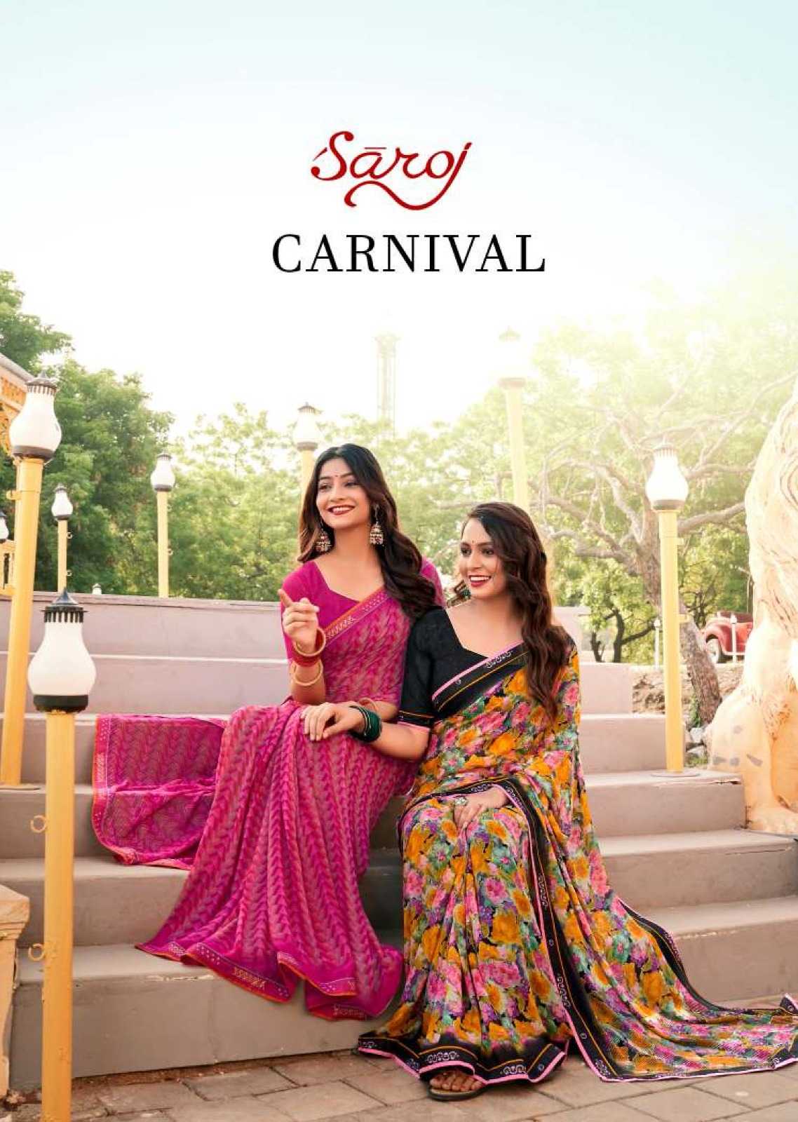 saroj presents carnival heavy weightless digital print lace work daily wear fancy saree
