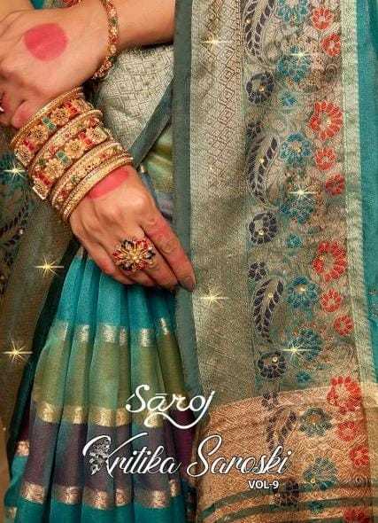 saroj presents kritika saroski vol 9 latest soft organza swaroski work saree 