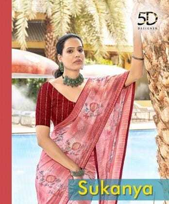 sukanya by 5d designer launch bright georgette handprint print saree supplier 