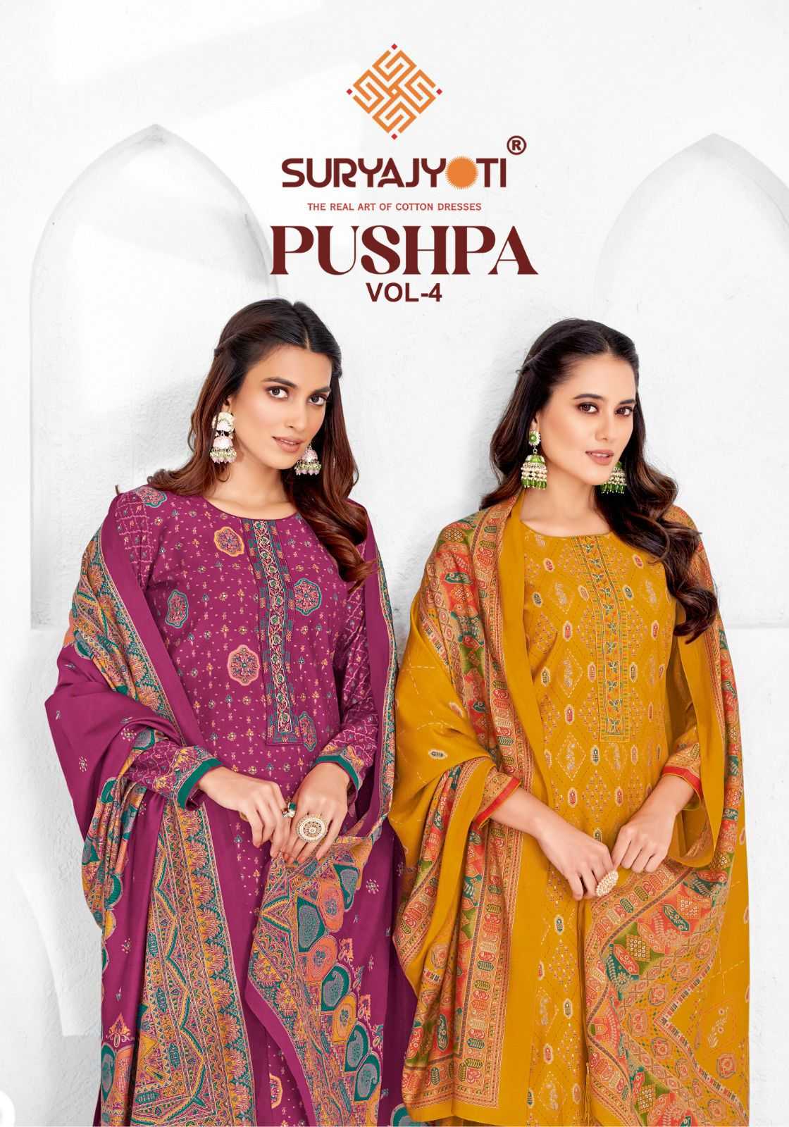 suryajyoti pushpa vol 4 comfortable modal foil work dress material