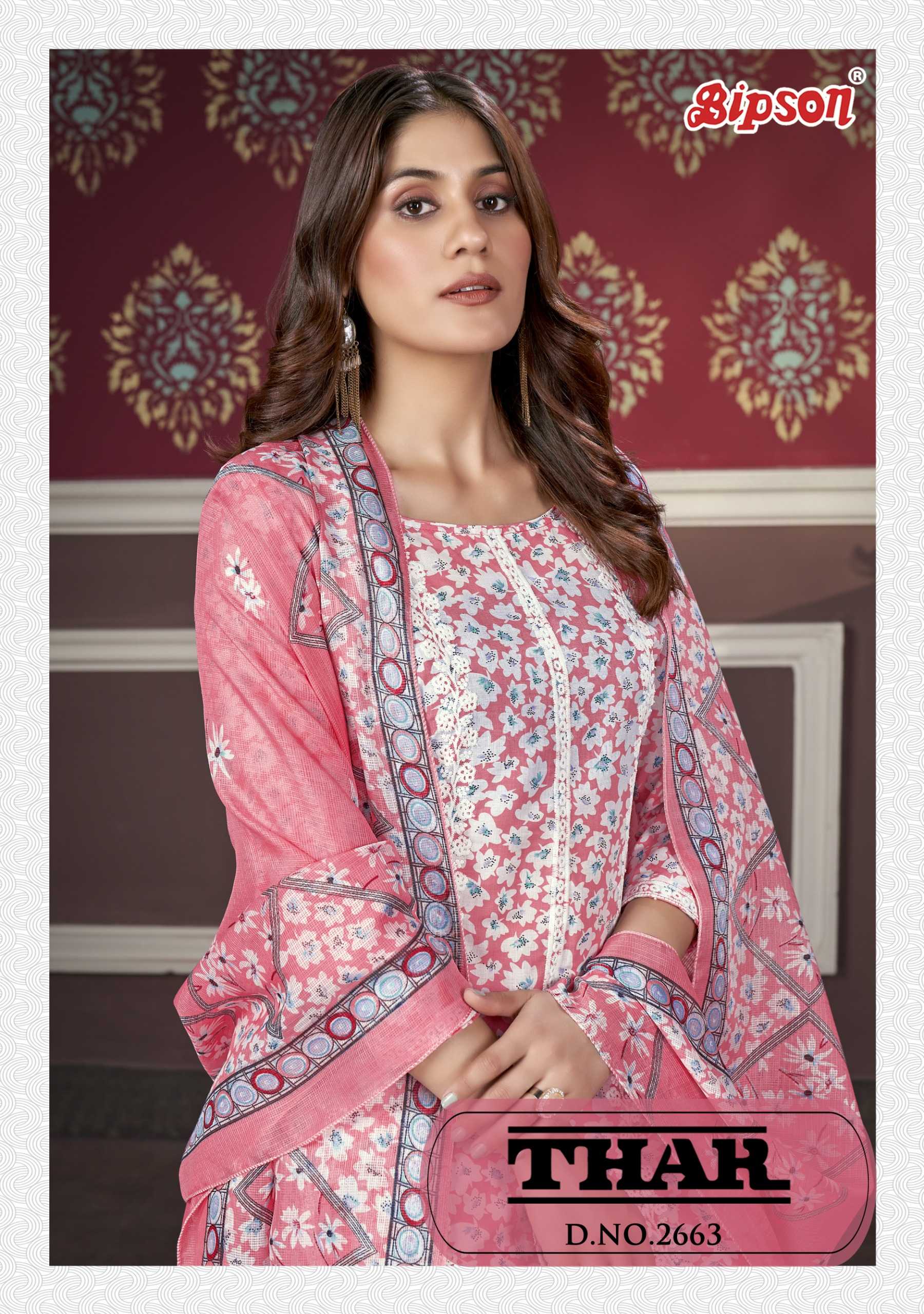 thar 2663 by bipson prints cotton comfortable print white thread embroidery salwar suit  