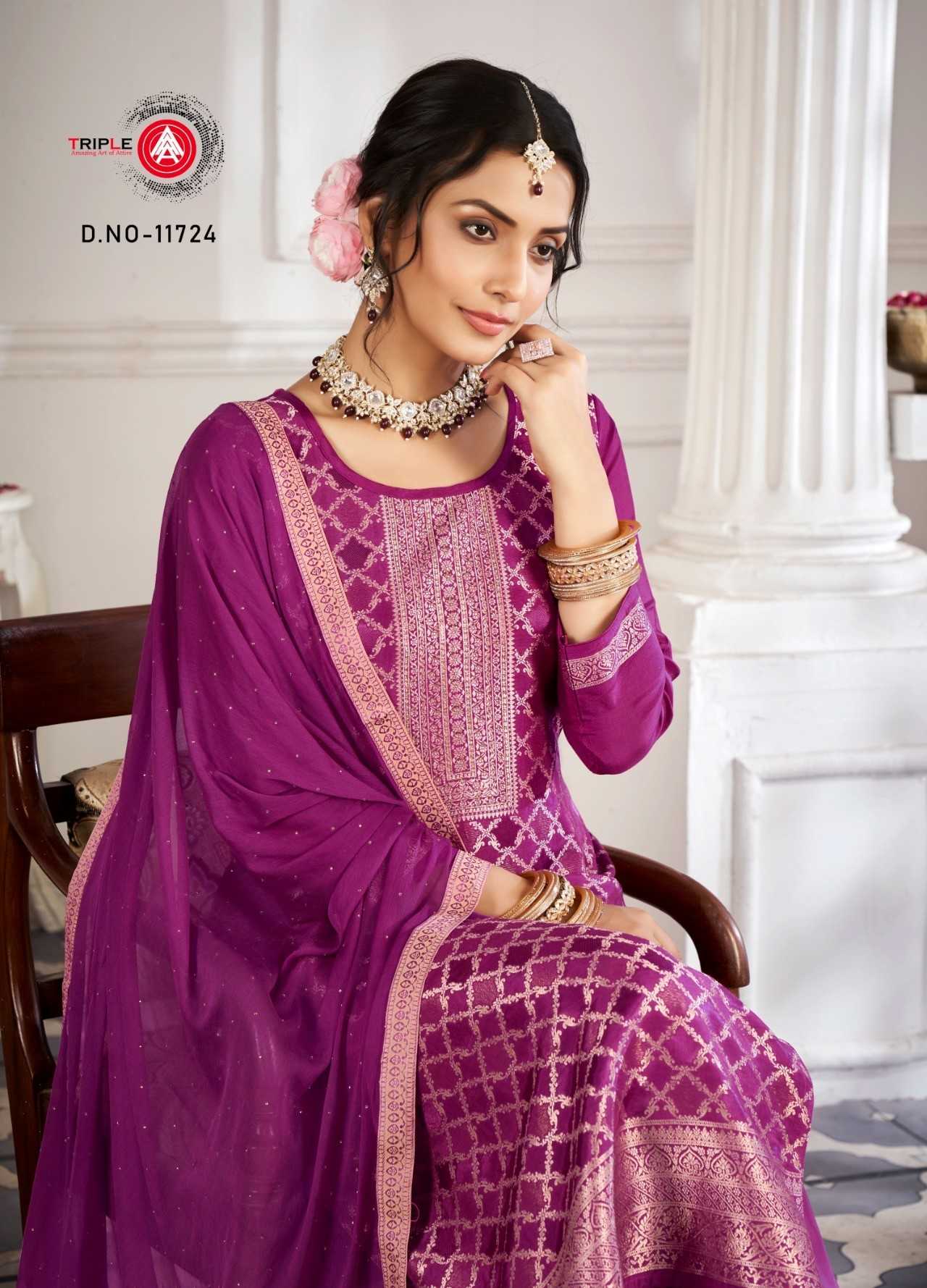 triple a launch loyal edition vol 4 muslin jacquard fashionable weaving salwar kameez 