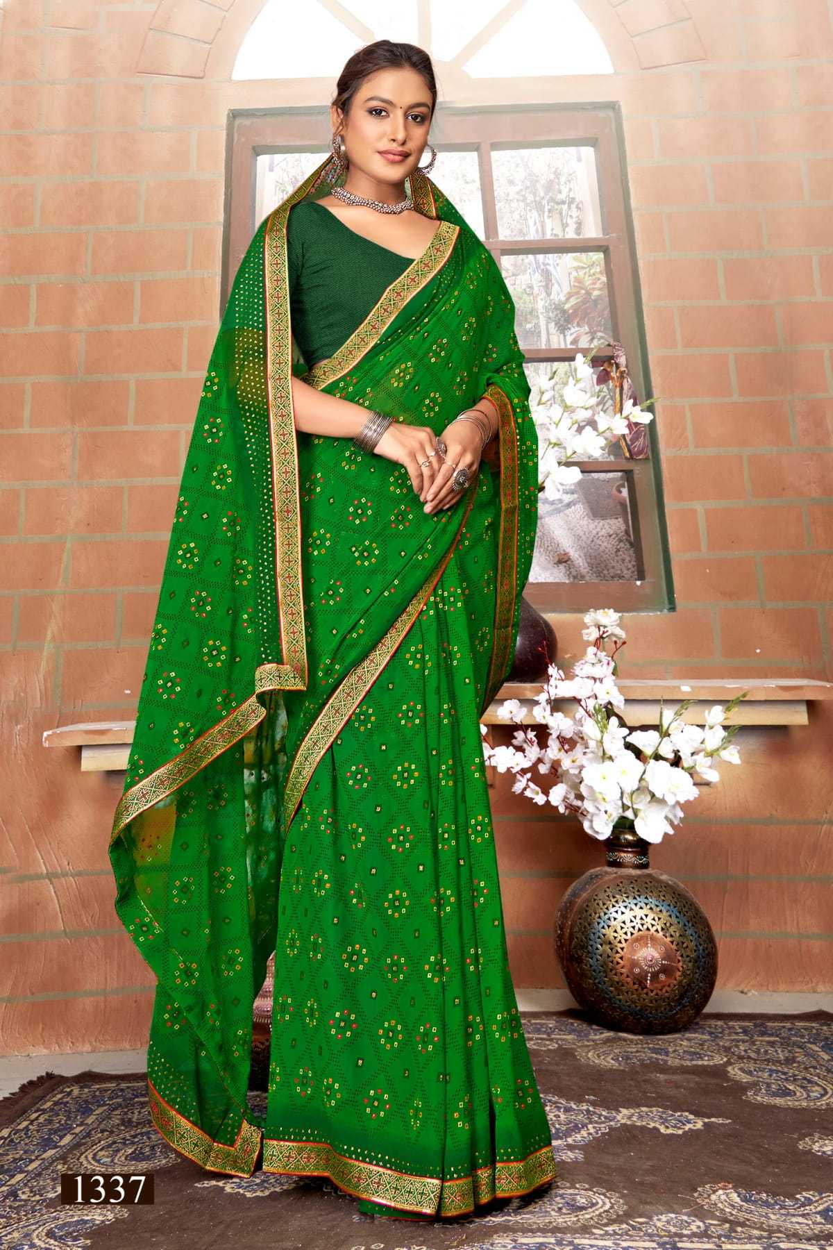 vallabhi prints gajban sawan special classy look georgette saree exports 