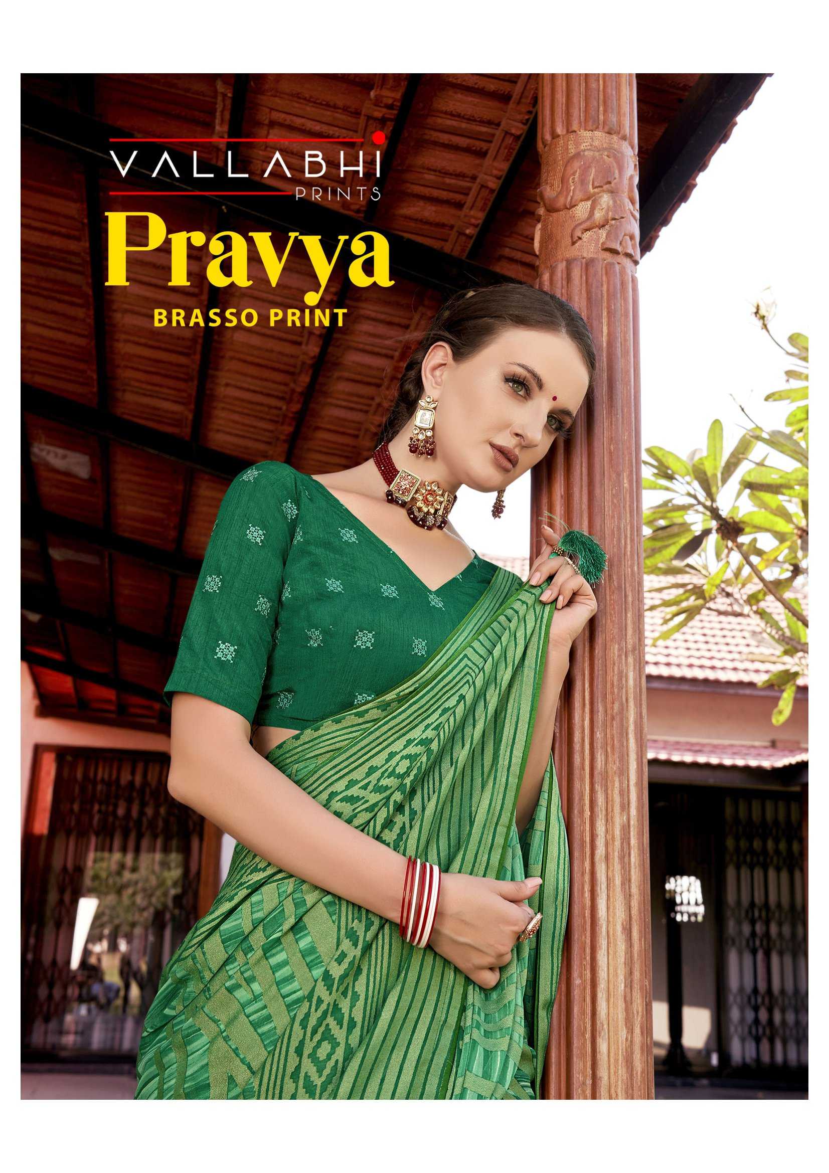 vallabhi prints pravya 26651-26656 series classy look brasso saree wholesaler 